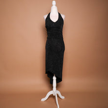 Load image into Gallery viewer, Vintage 90&#39;s Black Glitter Slinky Halter Gown
