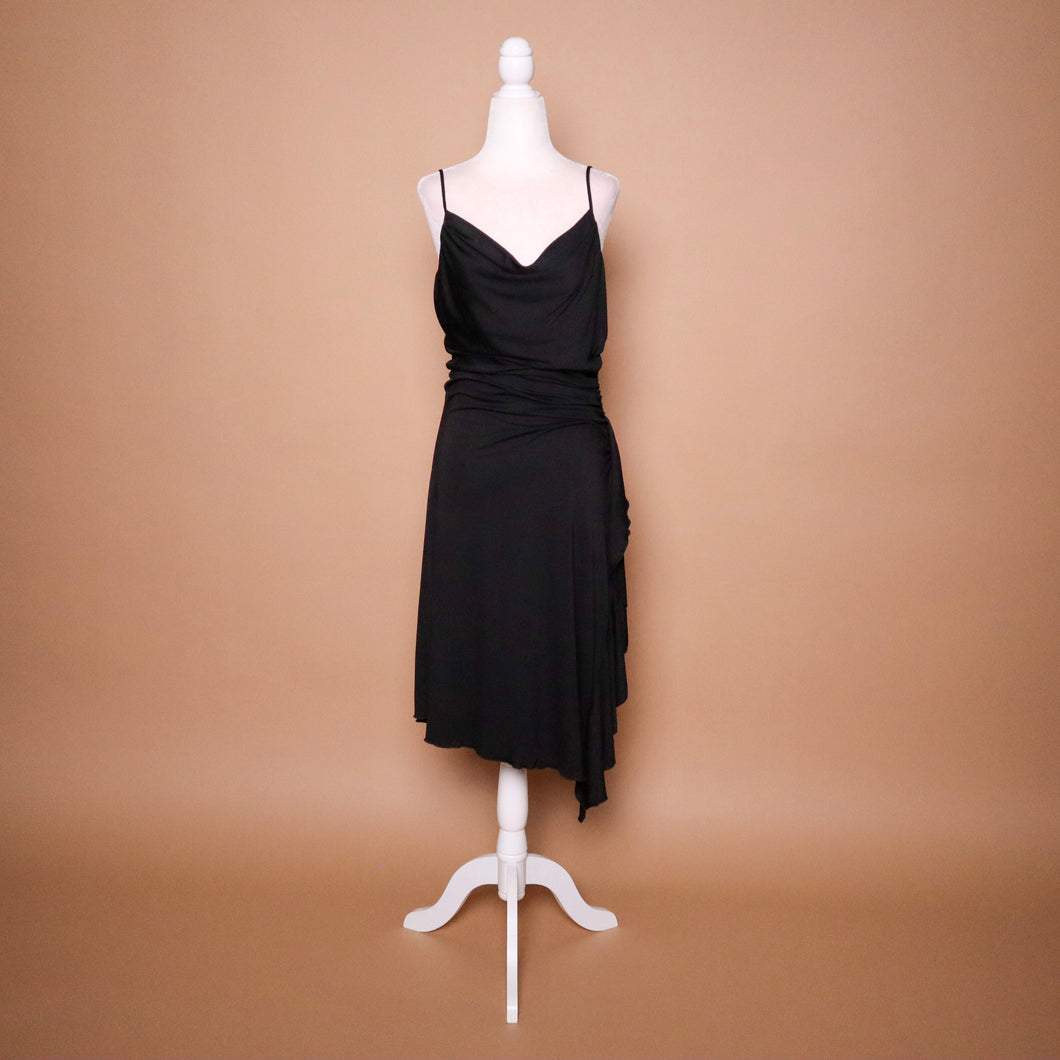 Vintage 90's Black Ruched Cowl Neck Dress
