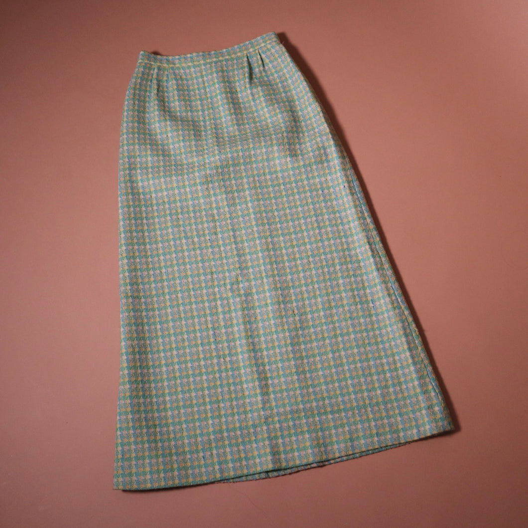 Vintage 60's Alex Coleman Green Tweed Maxi Skirt