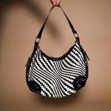 Load image into Gallery viewer, Black &amp; White Woven Leather Shoulder Bag
