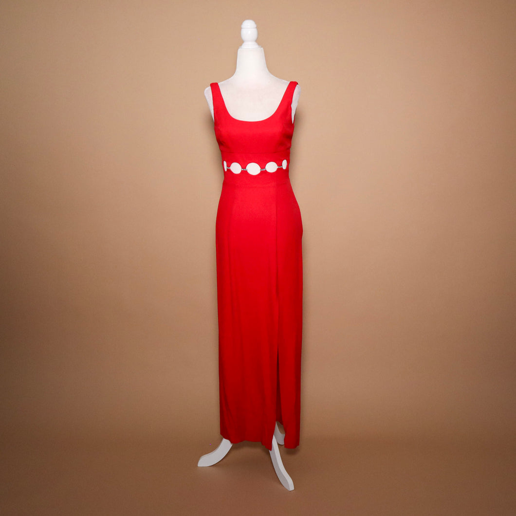 Vintage Red Cutout Evening Dress
