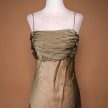 Load image into Gallery viewer, Vintage 90&#39;s Tan Bias Cut Midi Dress
