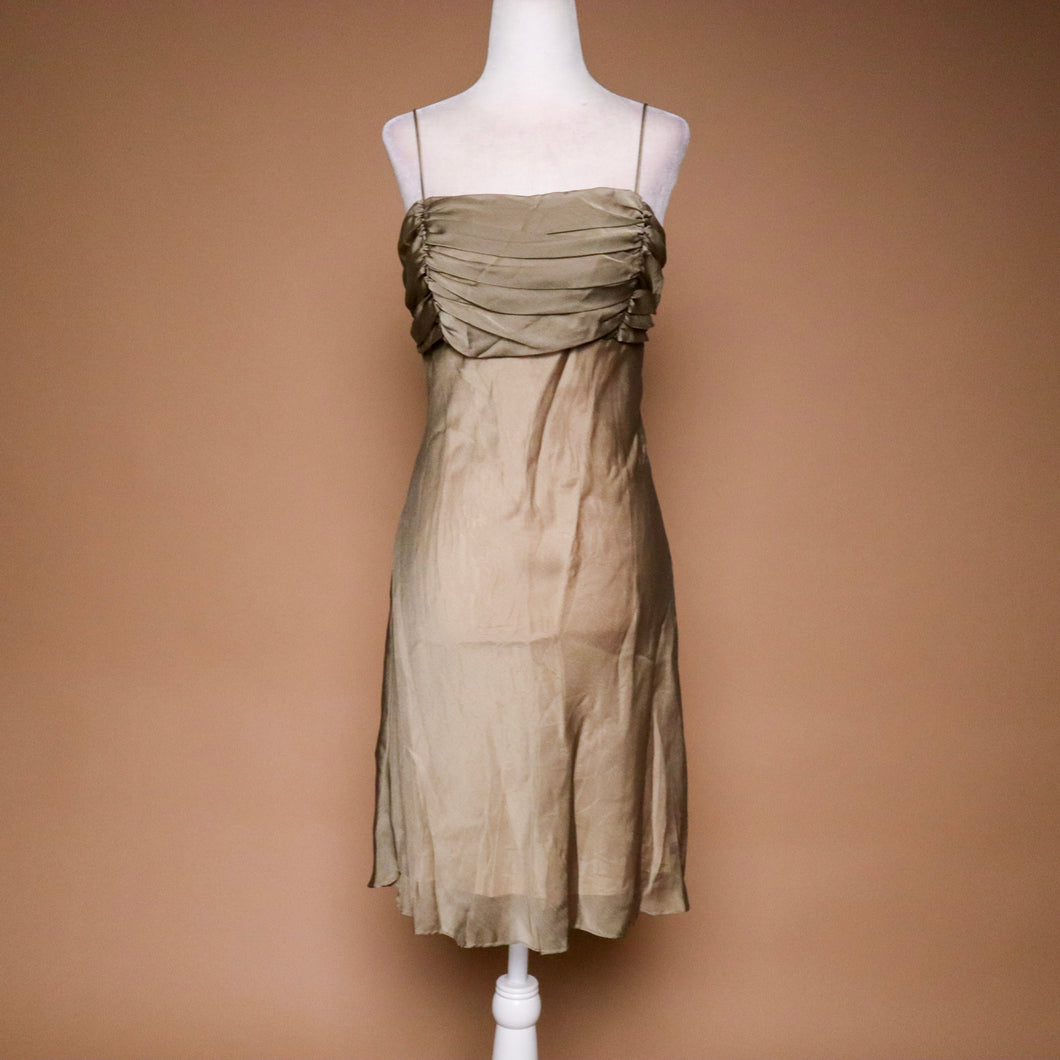 Vintage 90's Tan Bias Cut Midi Dress