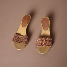 Load image into Gallery viewer, Y2K Woven Leather Wooden Mules
