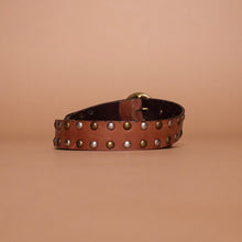 Load image into Gallery viewer, Vintage Brown Studded Belt
