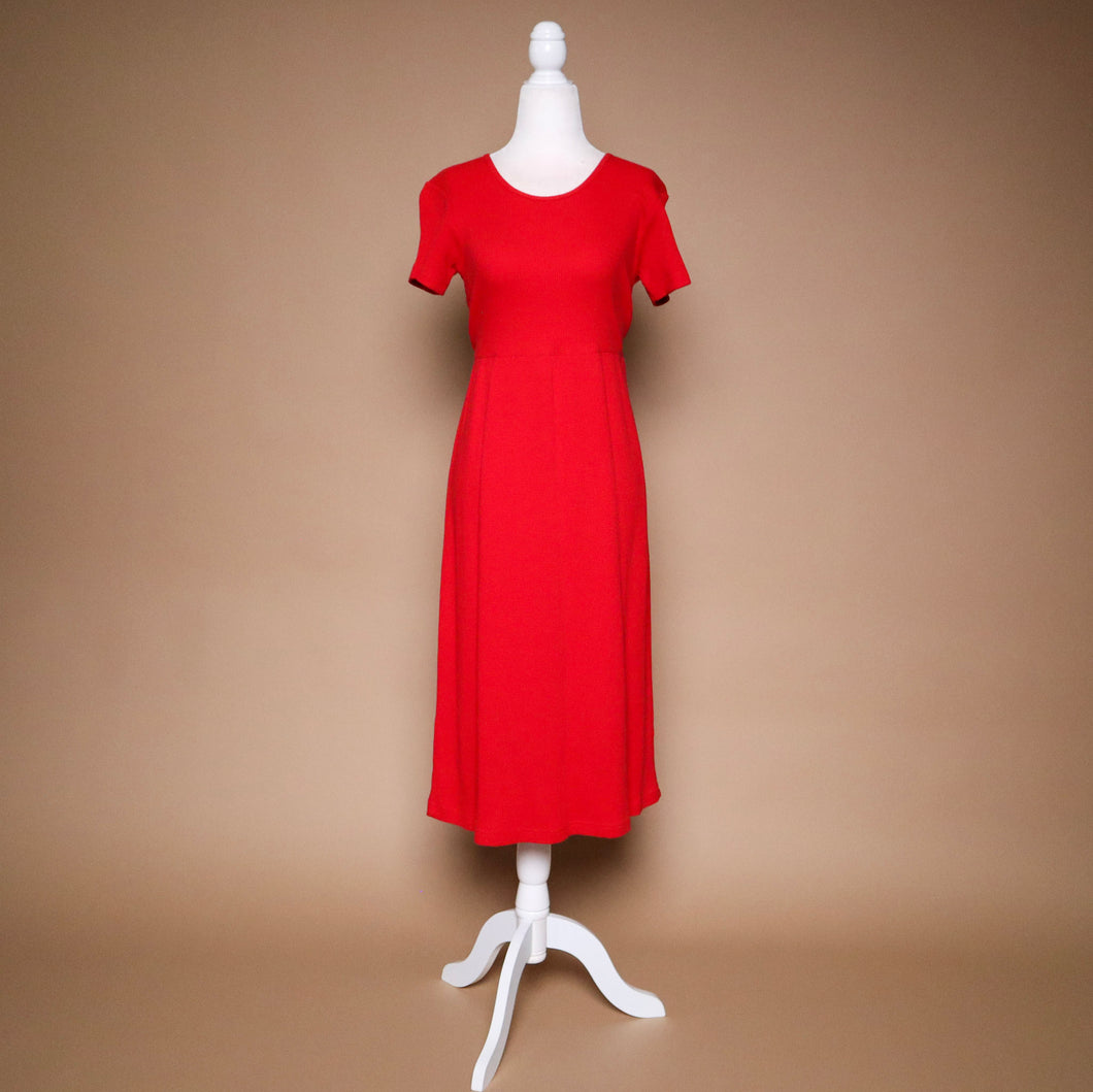 Vintage 90's Red Waffle Knit Petite Maxi Dress