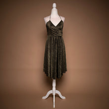 Load image into Gallery viewer, Vintage Gold &amp; Black Betsey Johnson Halter Dress
