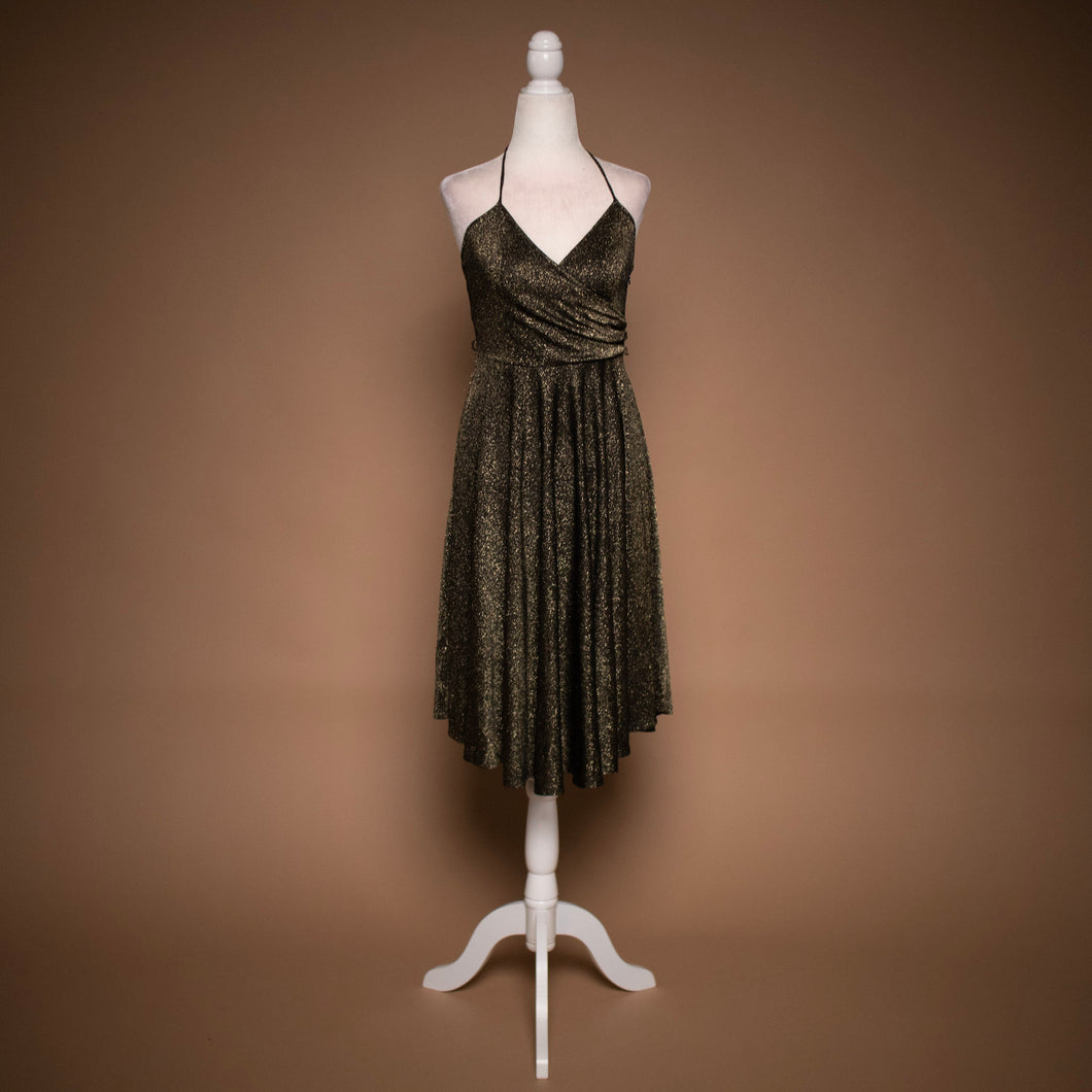 Vintage Gold & Black Betsey Johnson Halter Dress