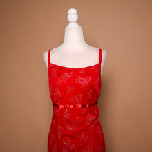 Load image into Gallery viewer, Vintage 90&#39;s Red Glitter Floral Maxi Dress

