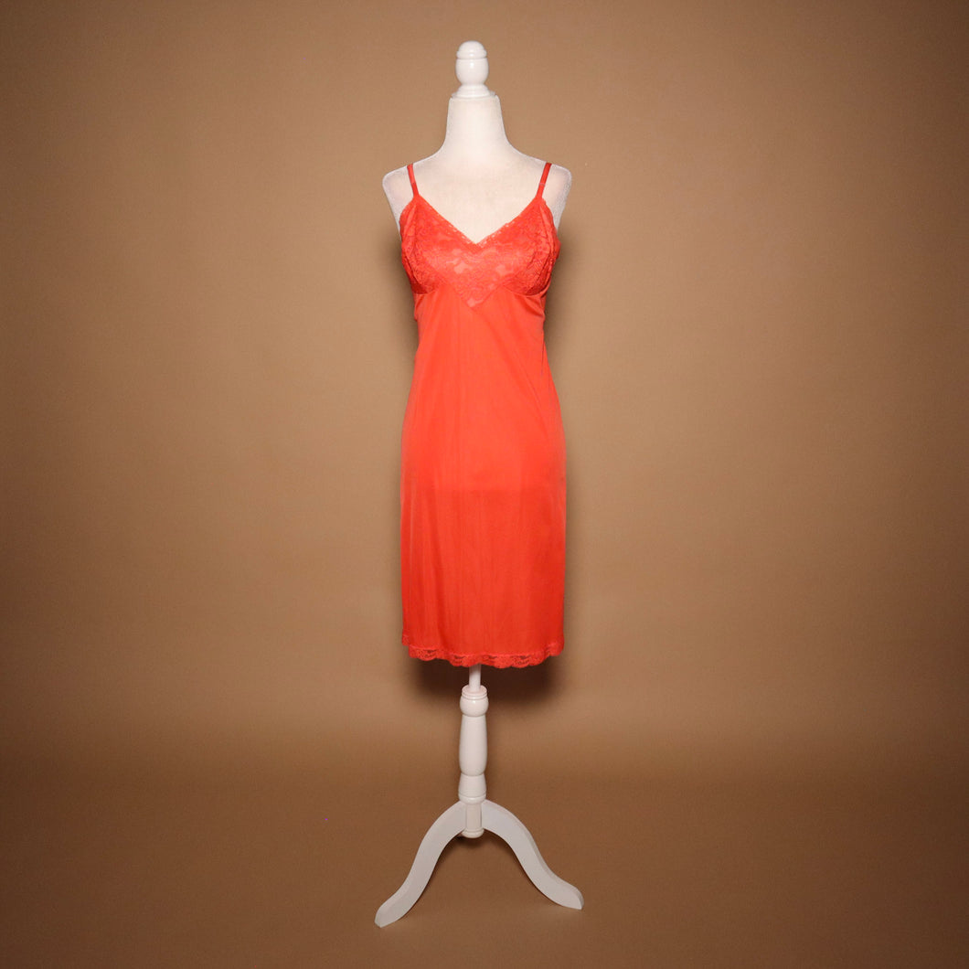 Vintage Coral Lace Trim Slip Dress