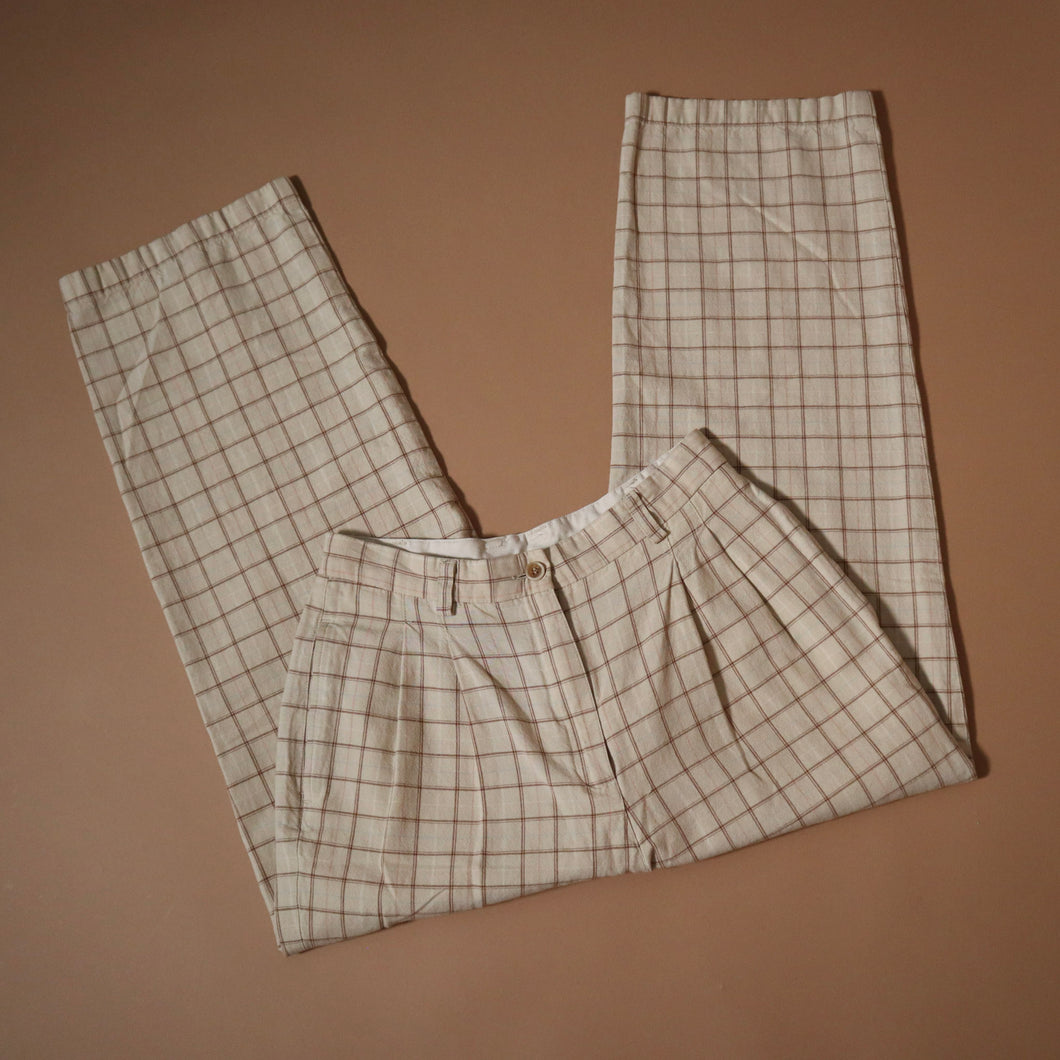 Vintage Plaid Relaxed Fit Casual Trousers