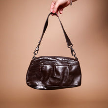 Load image into Gallery viewer, Y2K Chocolate Brown Leather Shoulder Bag / Baguette
