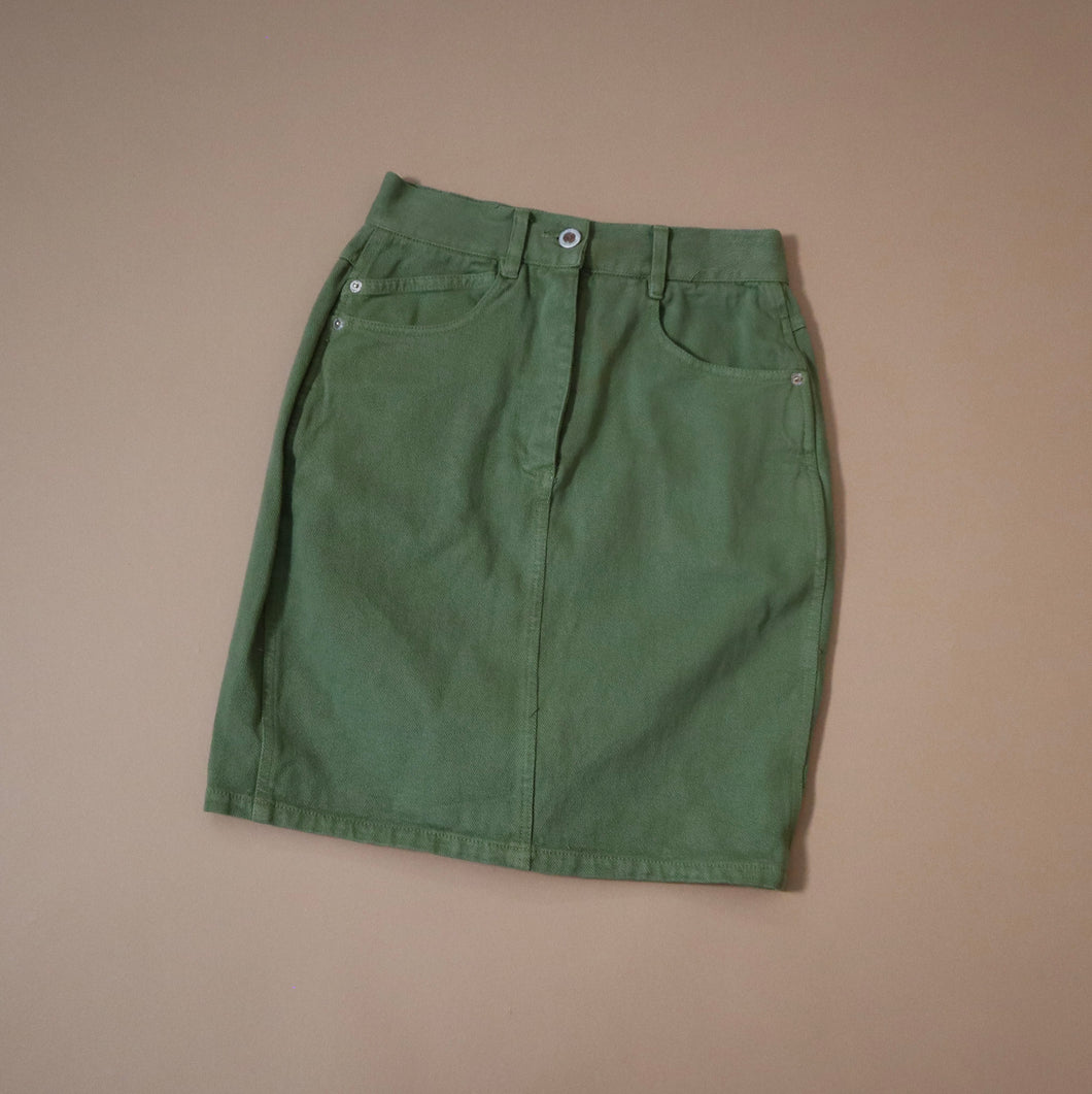Vintage 80's Deadstock NWT Olive Green Jean Skirt