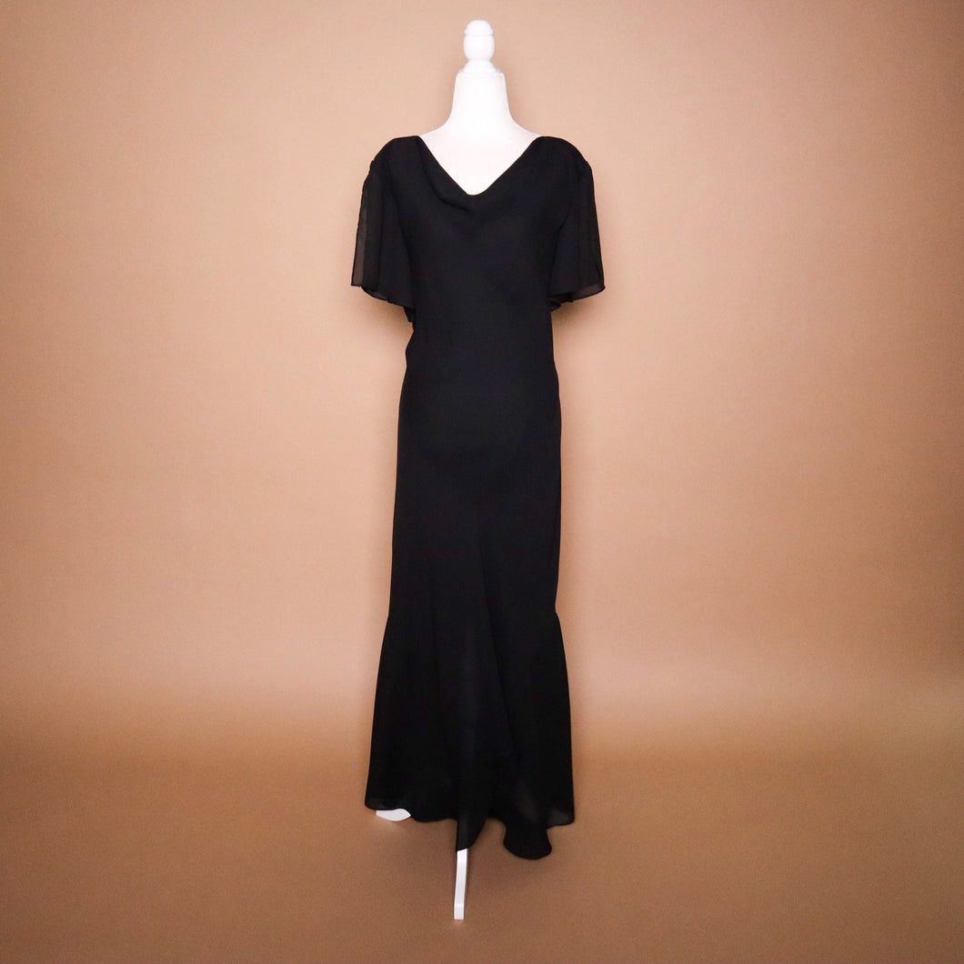 Vintage 90's Black Sheer Layered Bias Cut Maxi Dress