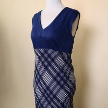 Load image into Gallery viewer, Vintage Blue &amp; White Plaid Maxi Dress

