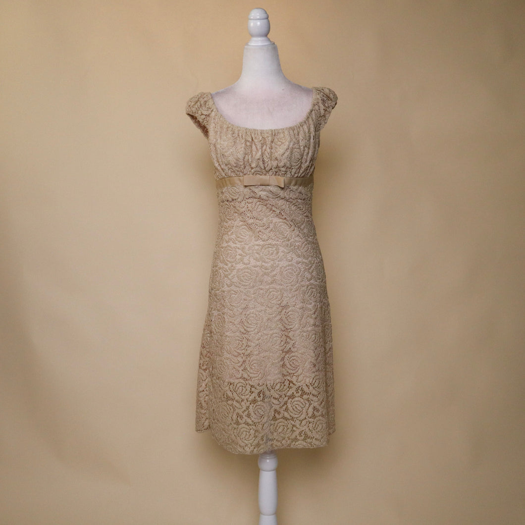 Vintage 90's Tan Knit Milkmaid Dress