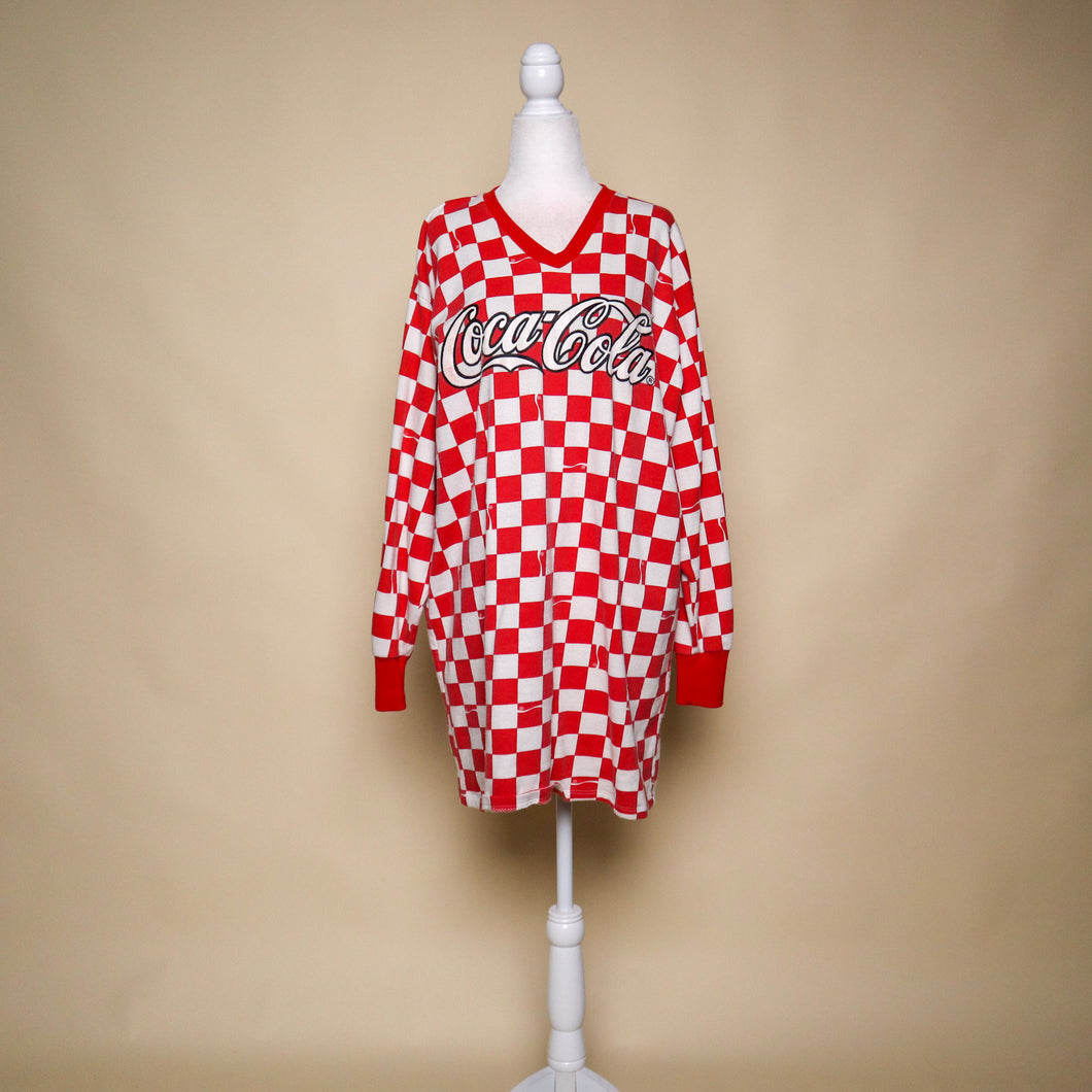 Vintage Coca Cola Checkered Sweater Dress