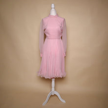 Load image into Gallery viewer, Vintage 60&#39;s Pink Chiffon Ruffle Party Dress
